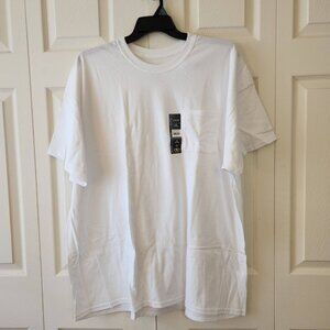 Athletic Works Mens 3XL White Pocket Tee 100% Cotton Loose Fit Breathable